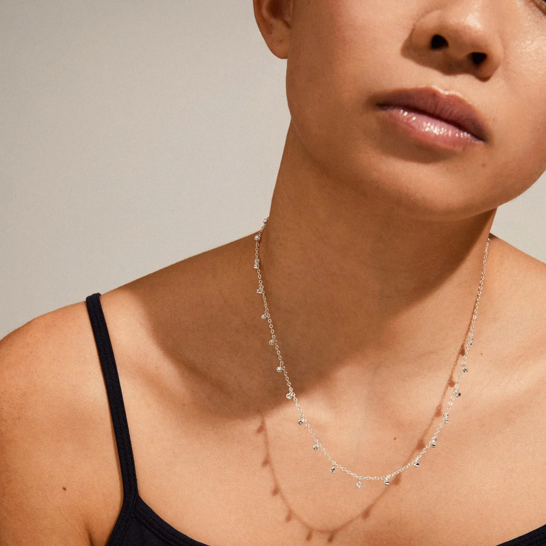 Maja Crystal Multi Drops Necklace Silver