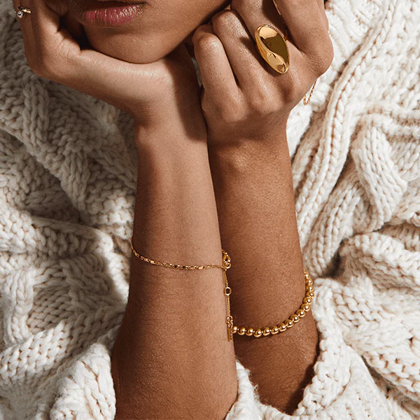 Parisa Recycled Flat Link Chain Bracelet Gold - Image 2