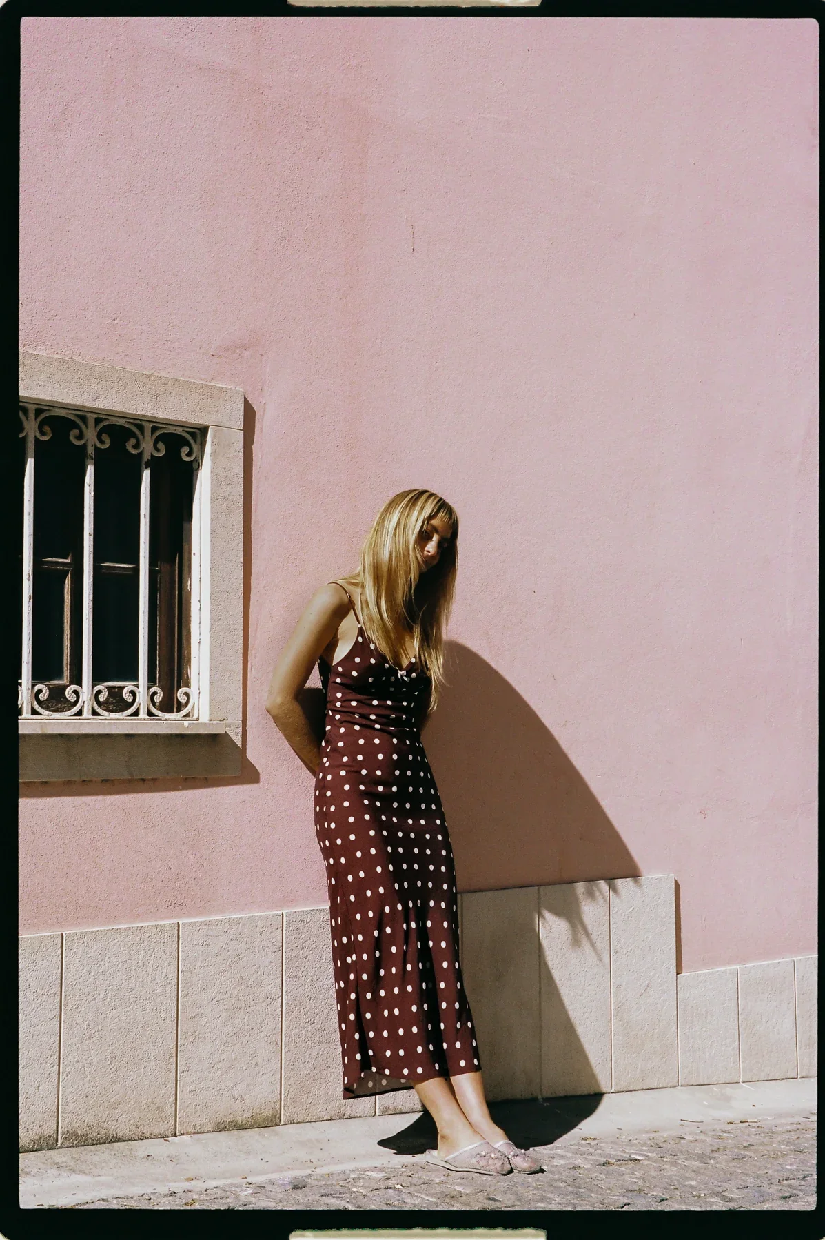 Polka Dot Bias Midi Dress - Image 3