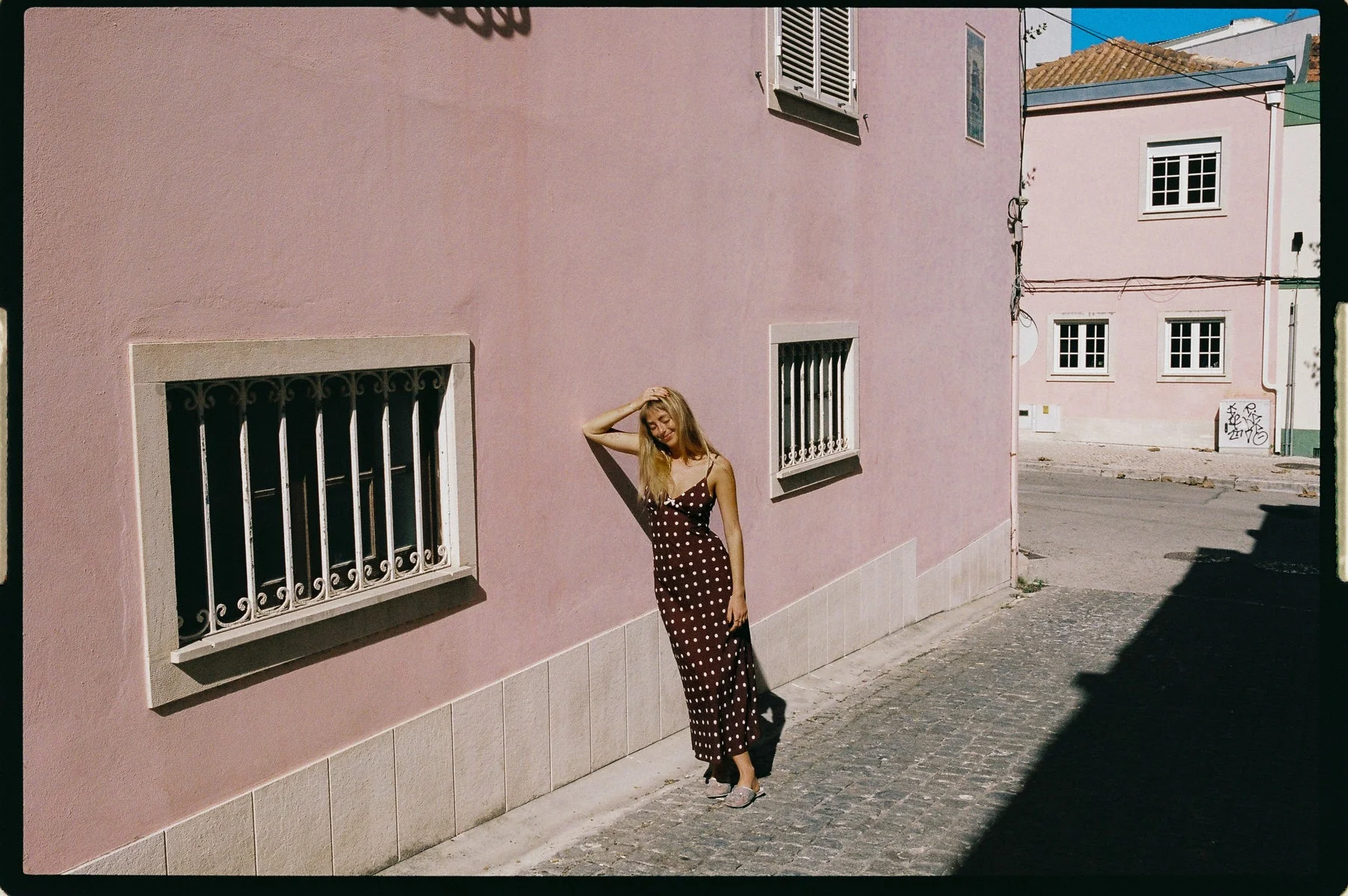 Polka Dot Bias Midi Dress - Image 4