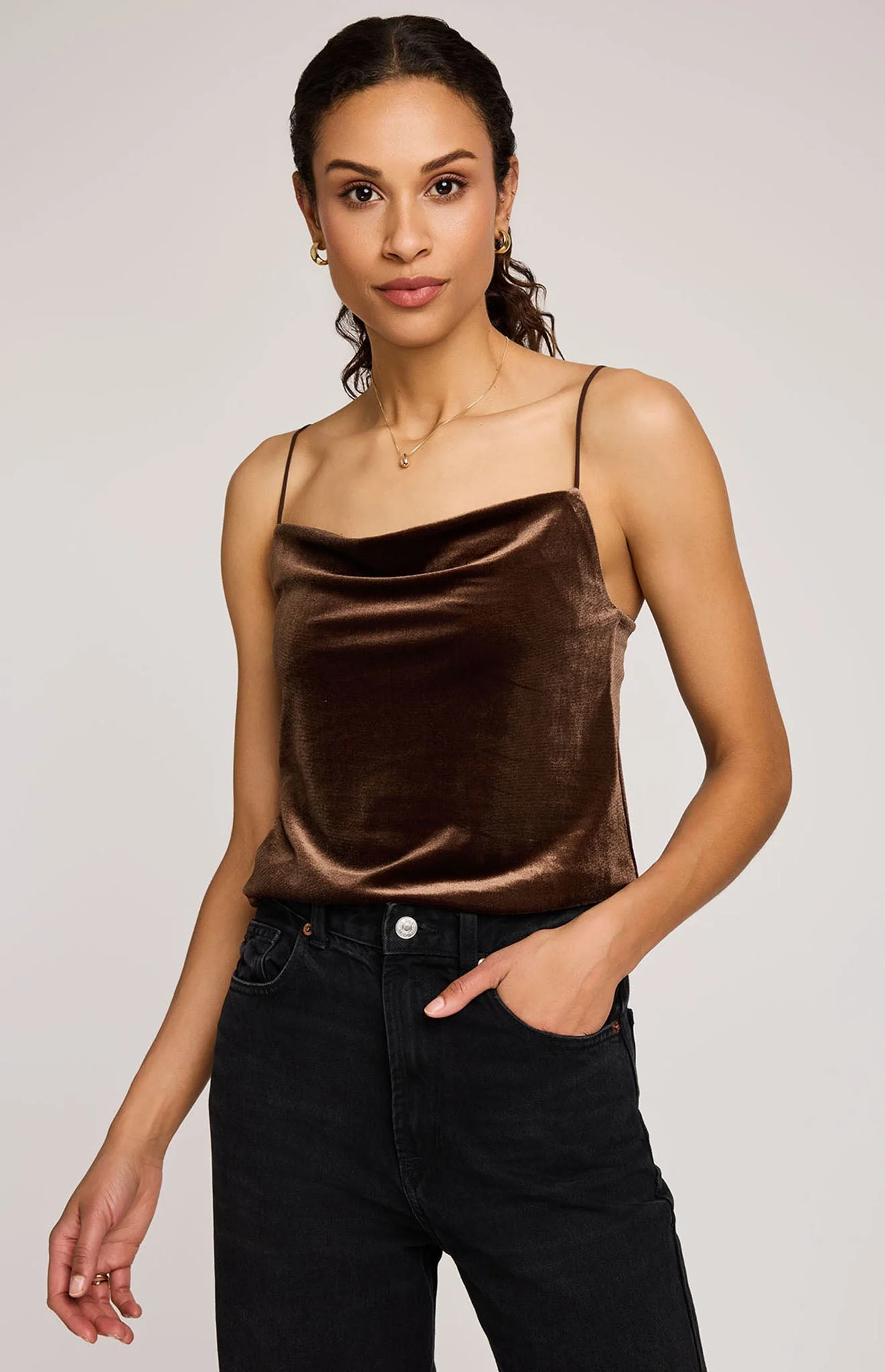 Sofie Velvet Cowl Neck Camisole - Image 3